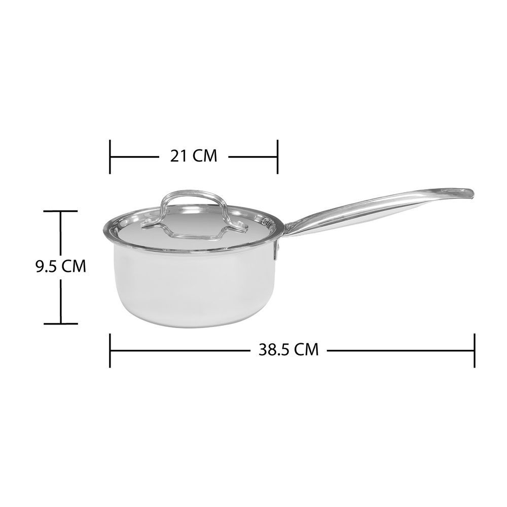 Vinod - Platinum Triply Stainless Steel Saucepan With Lid - 2.2 L