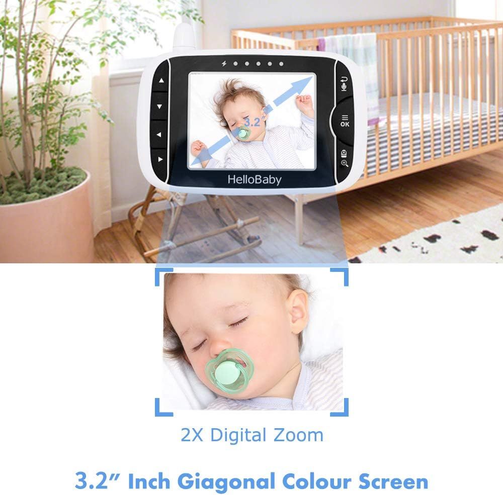 Hello Baby - 3.2-inch Color LCD Screen Video Baby Monitor W/ Remote Camera