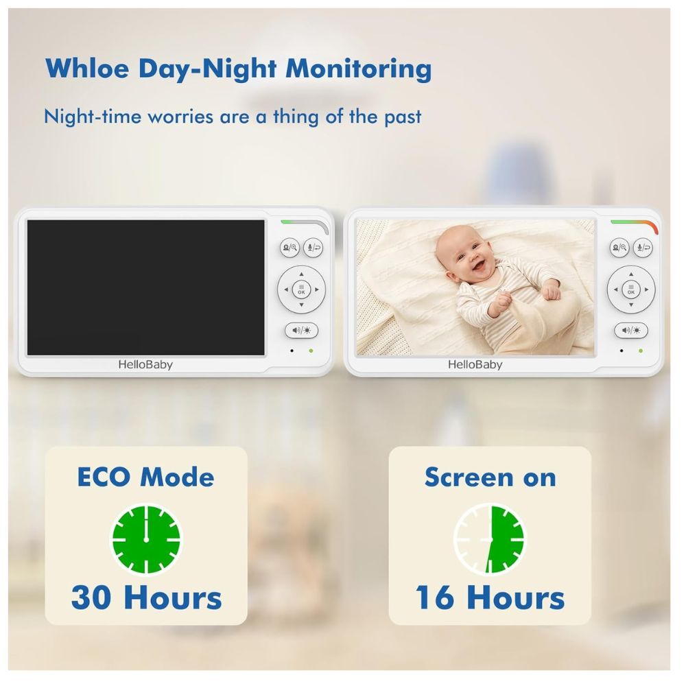 Hello Baby - 6 Inch IPS Screen - Portable Baby Video Monitor