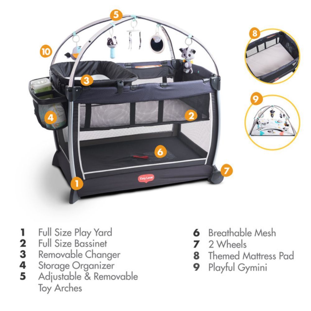 Tiny Love - 6-in-1 Playard & Bassinet with Changer Playpen & Mat