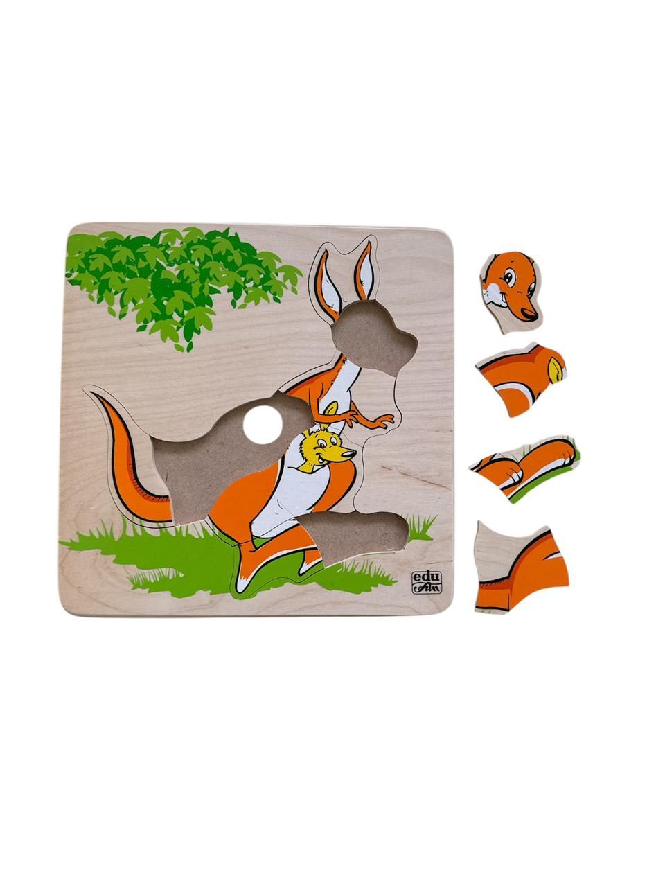 Edu Fun - Animal And Baby Puzzle - Kangaroo - 10 Pcs