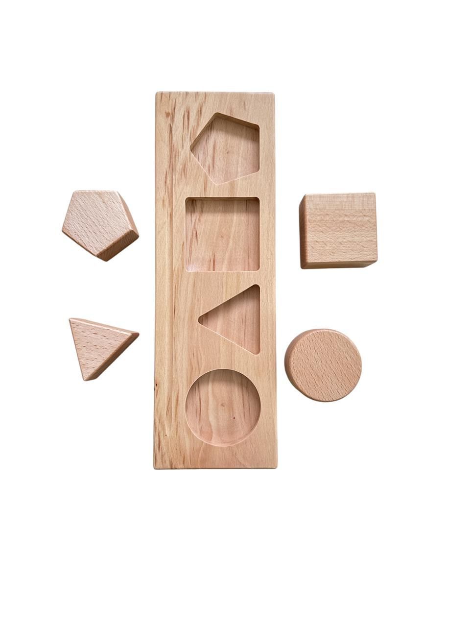 Edu Fun - Toddler First Shape Board - Natural - 5 Pcs