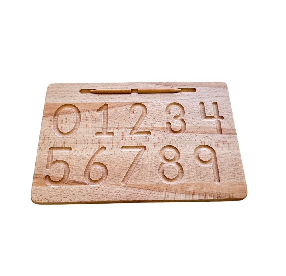 Edu Fun - Tracing Number Board - English - Natural - 3 Pcs