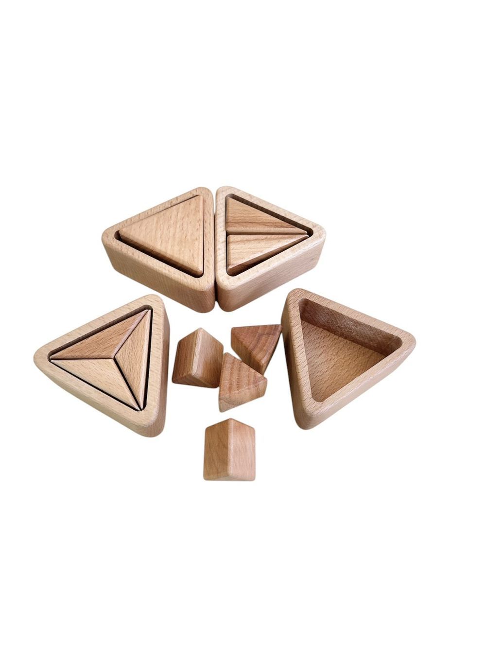 Edu Fun - Fraction Cups Triangle - Natural - 14 Pcs