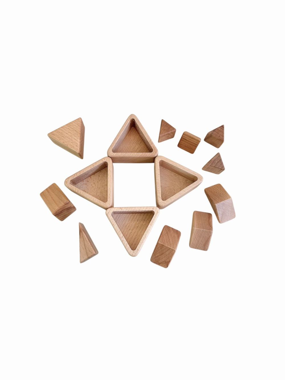 Edu Fun - Fraction Cups Triangle - Natural - 14 Pcs