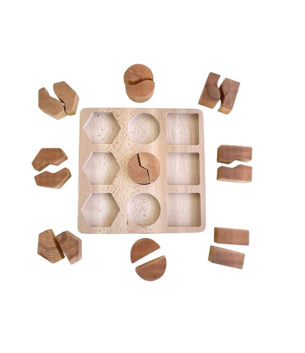 Edu Fun - Shape Matching Board - Natural - 19 Pcs