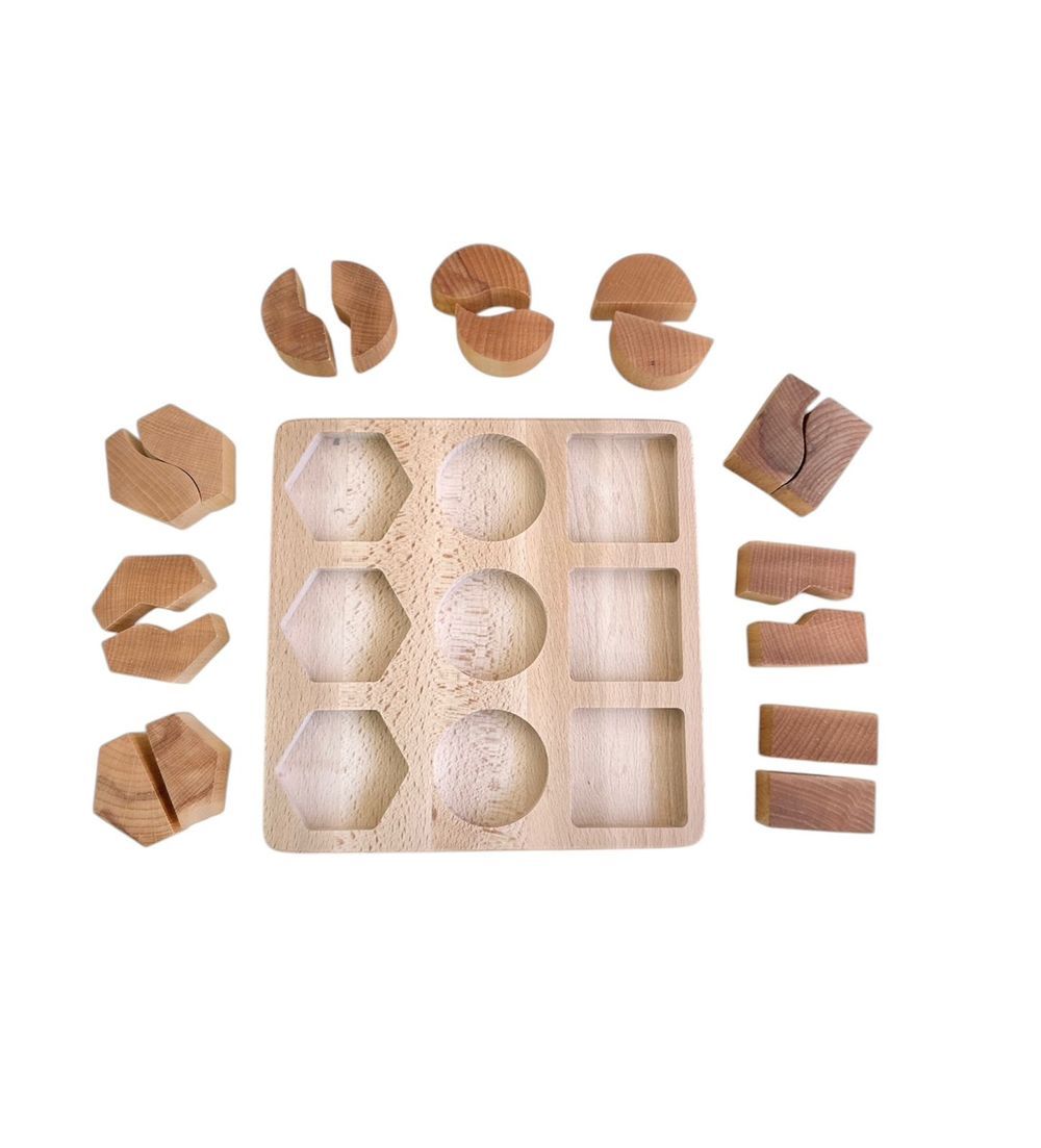 Edu Fun - Shape Matching Board - Natural - 19 Pcs