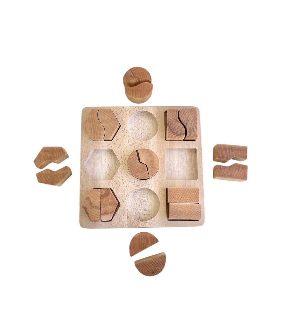 Edu Fun - Shape Matching Board - Natural - 19 Pcs