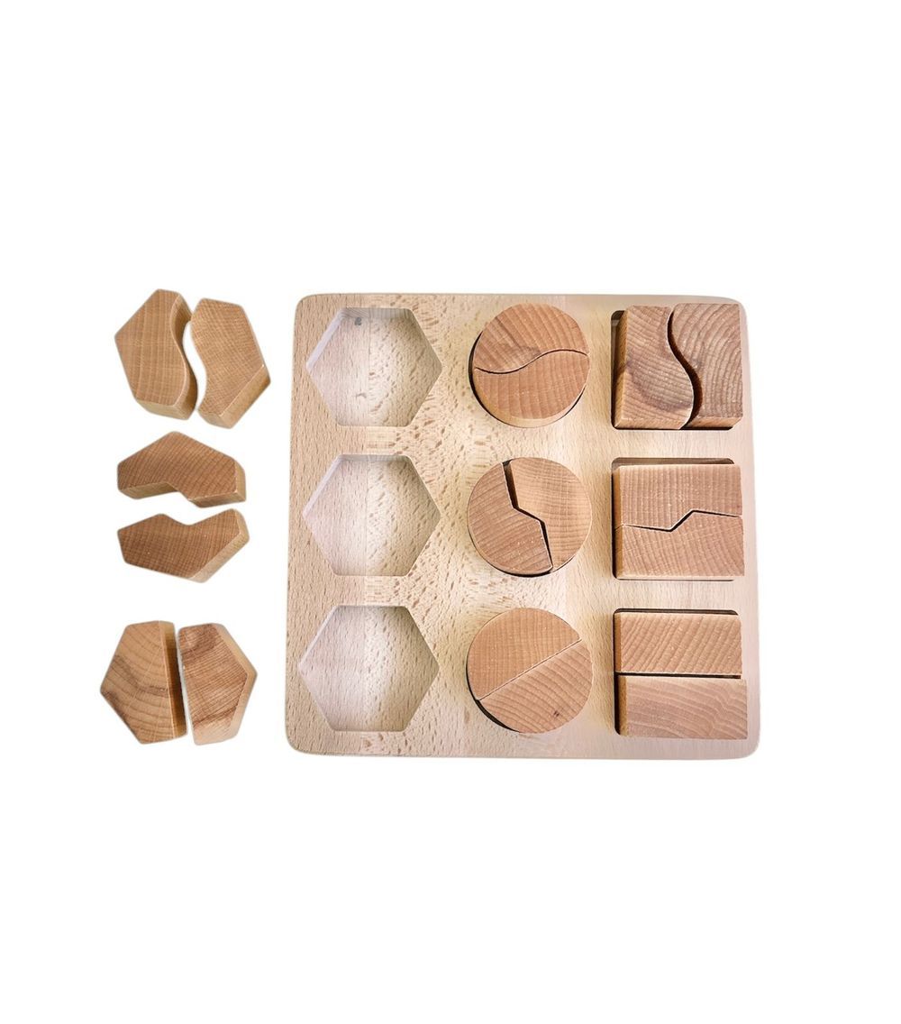 Edu Fun - Shape Matching Board - Natural - 19 Pcs