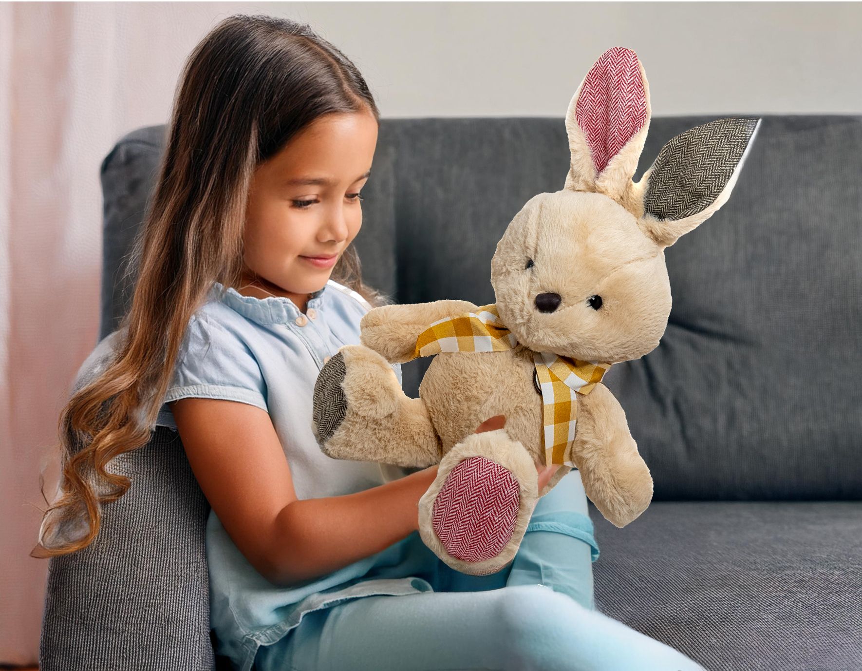 Toto Toys - Cute Rabbit W/ Long Ears Plush Toy - Brown - 65 cm