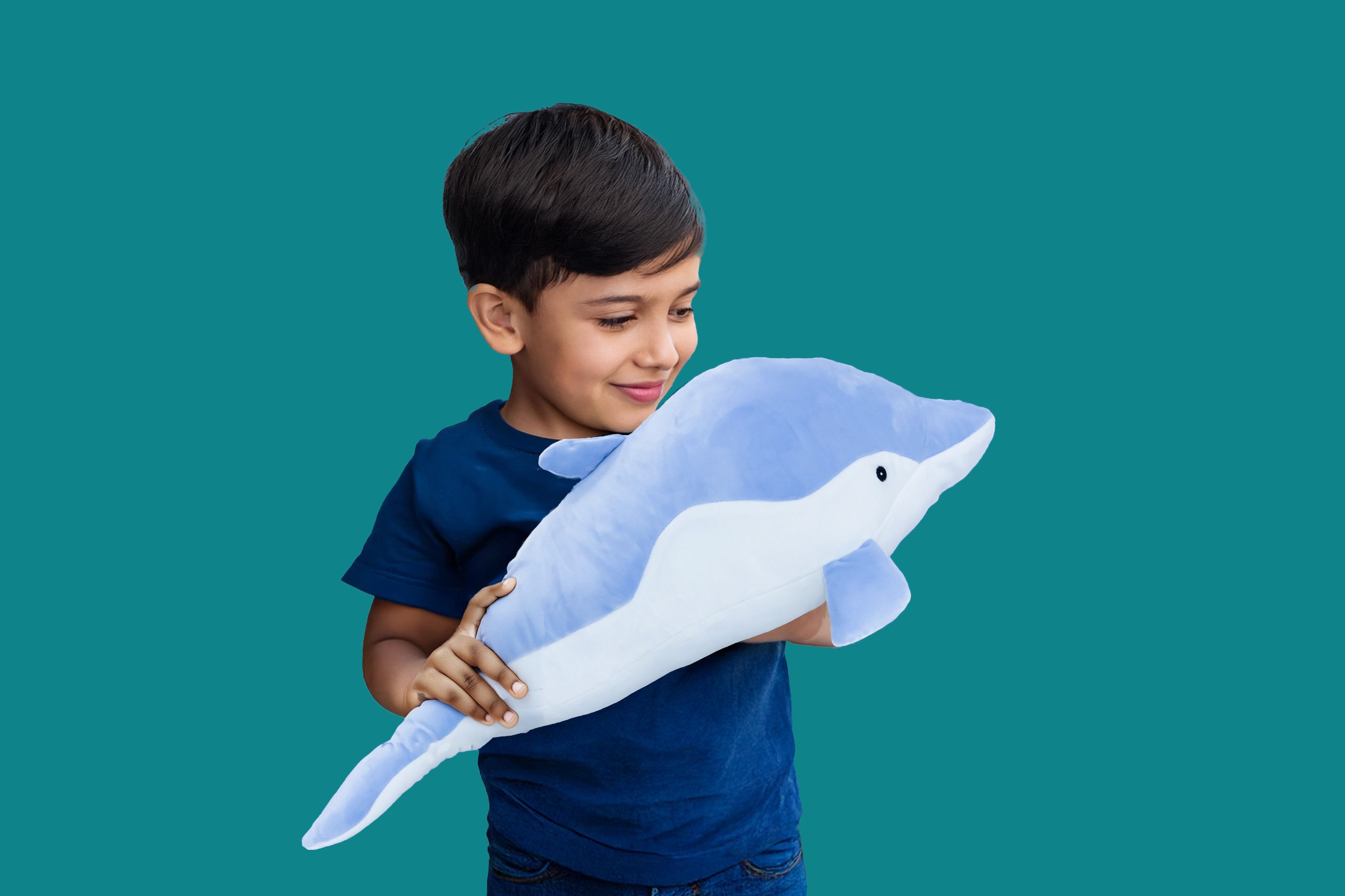 Toto Toys - Cute Dolphin Plush Toy - Blue - 70 cm