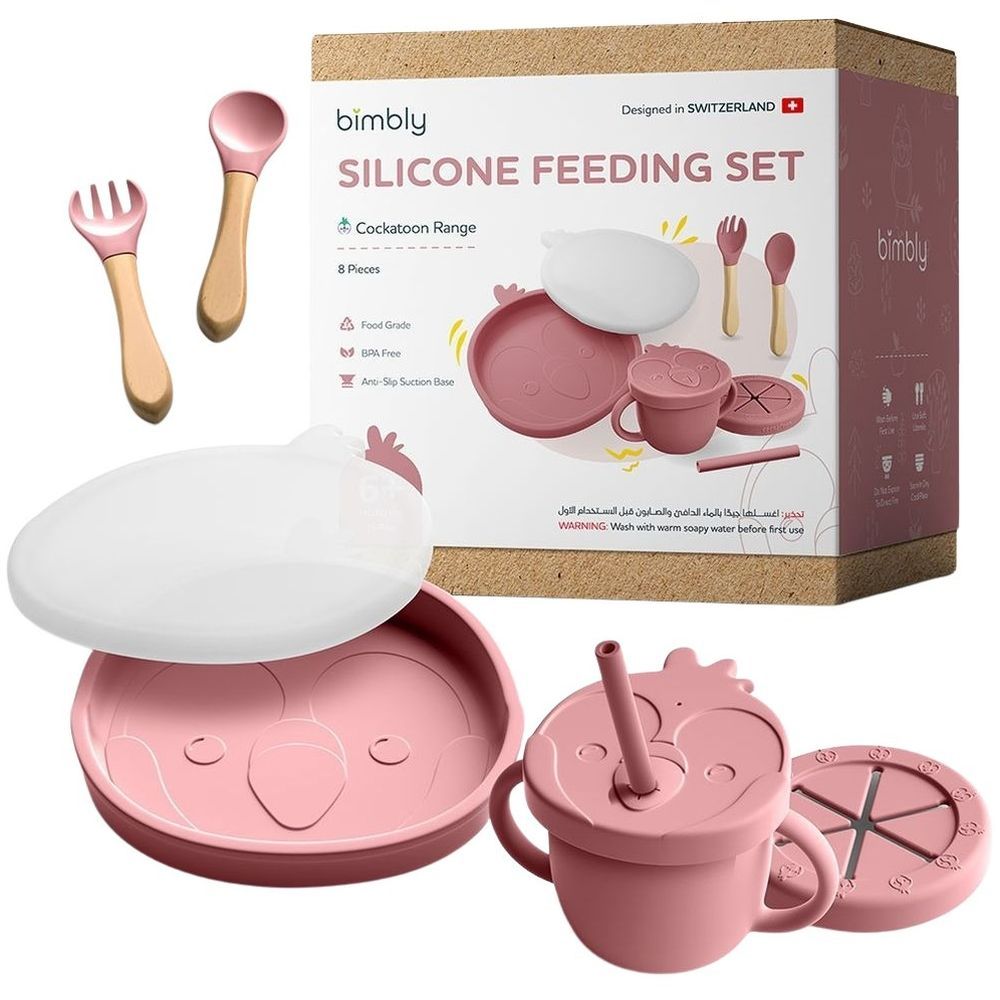 Bimbly - 8-In-1 Baby Feeding Set - Pink - 8 Pcs