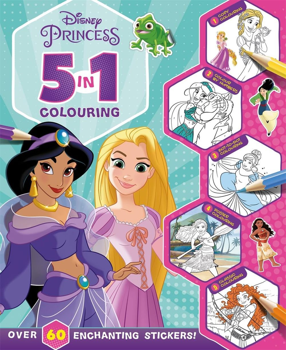 كتاب Disney Princess 5-In-1 Colouring Book