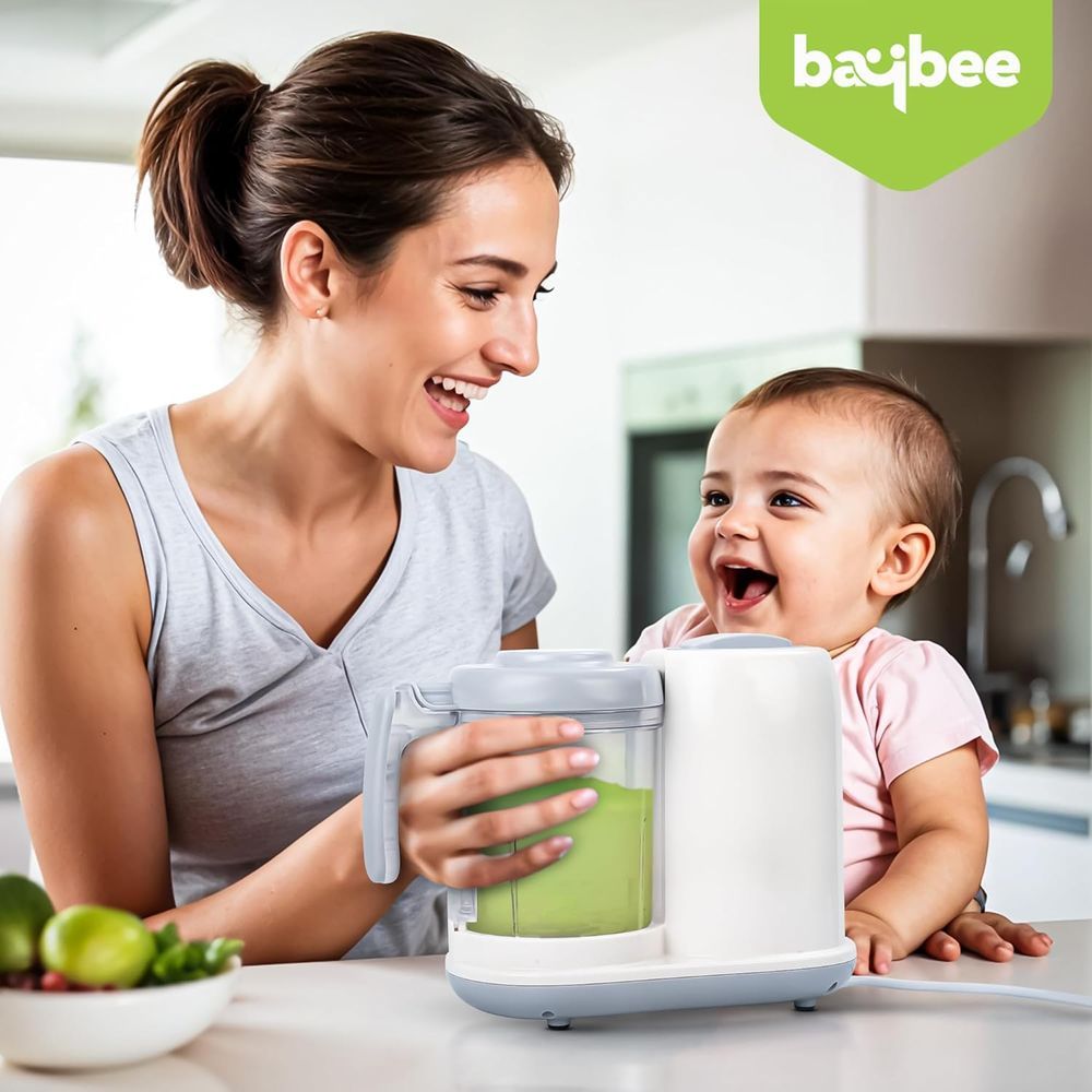 Baybee - Blendy 4-in-1 Electric Baby Food Processor With Steamer & Grinder - White