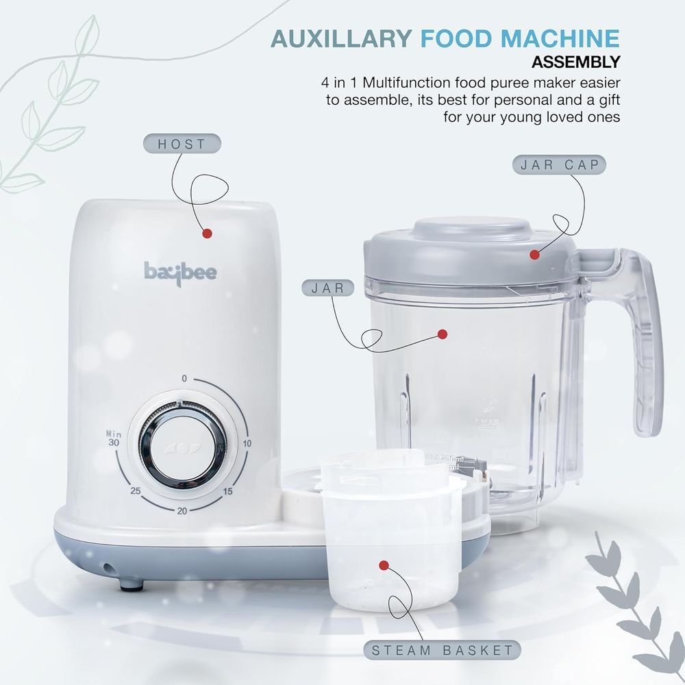 Baybee - Blendy 4-in-1 Electric Baby Food Processor With Steamer & Grinder - White