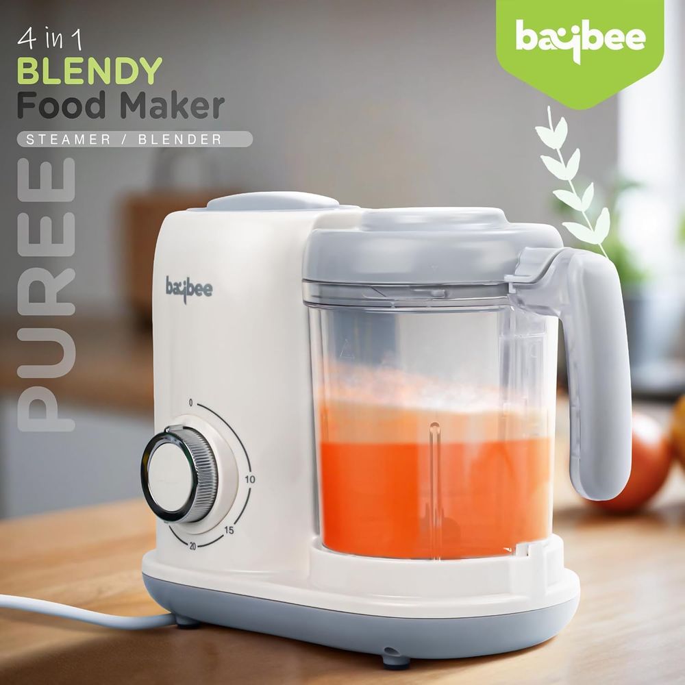 Baybee - Blendy 4-in-1 Electric Baby Food Processor With Steamer & Grinder - White