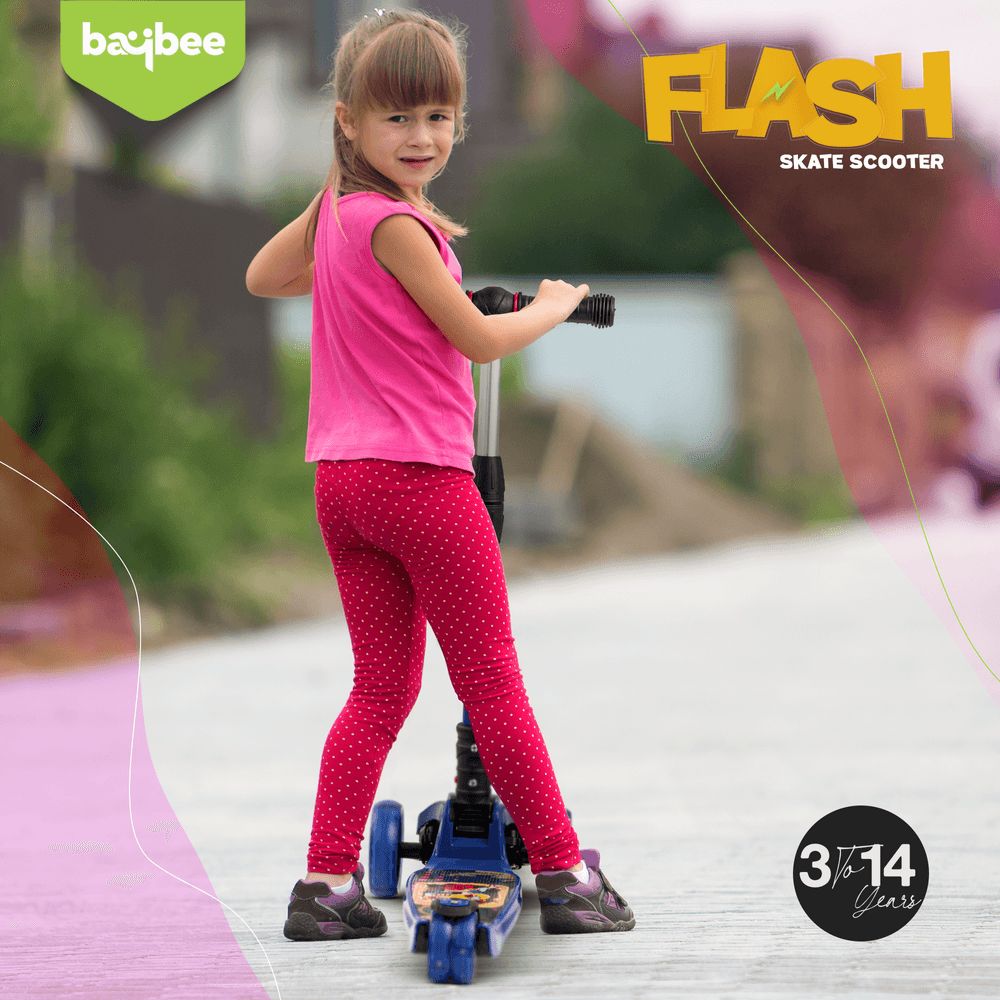 Baybee - Flash Foldable LED Kids Scooter - Dark Blue