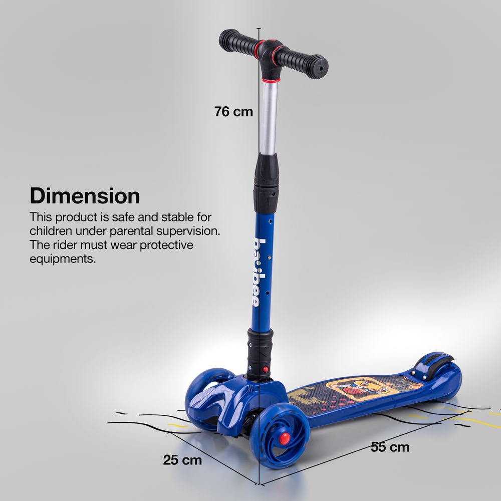 Baybee - Flash Foldable LED Kids Scooter - Dark Blue