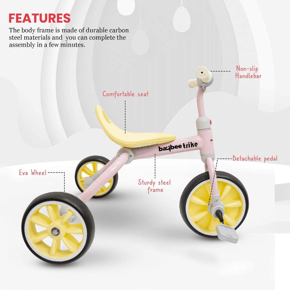 Baybee - Trikona Tricycle For Kids - Pink