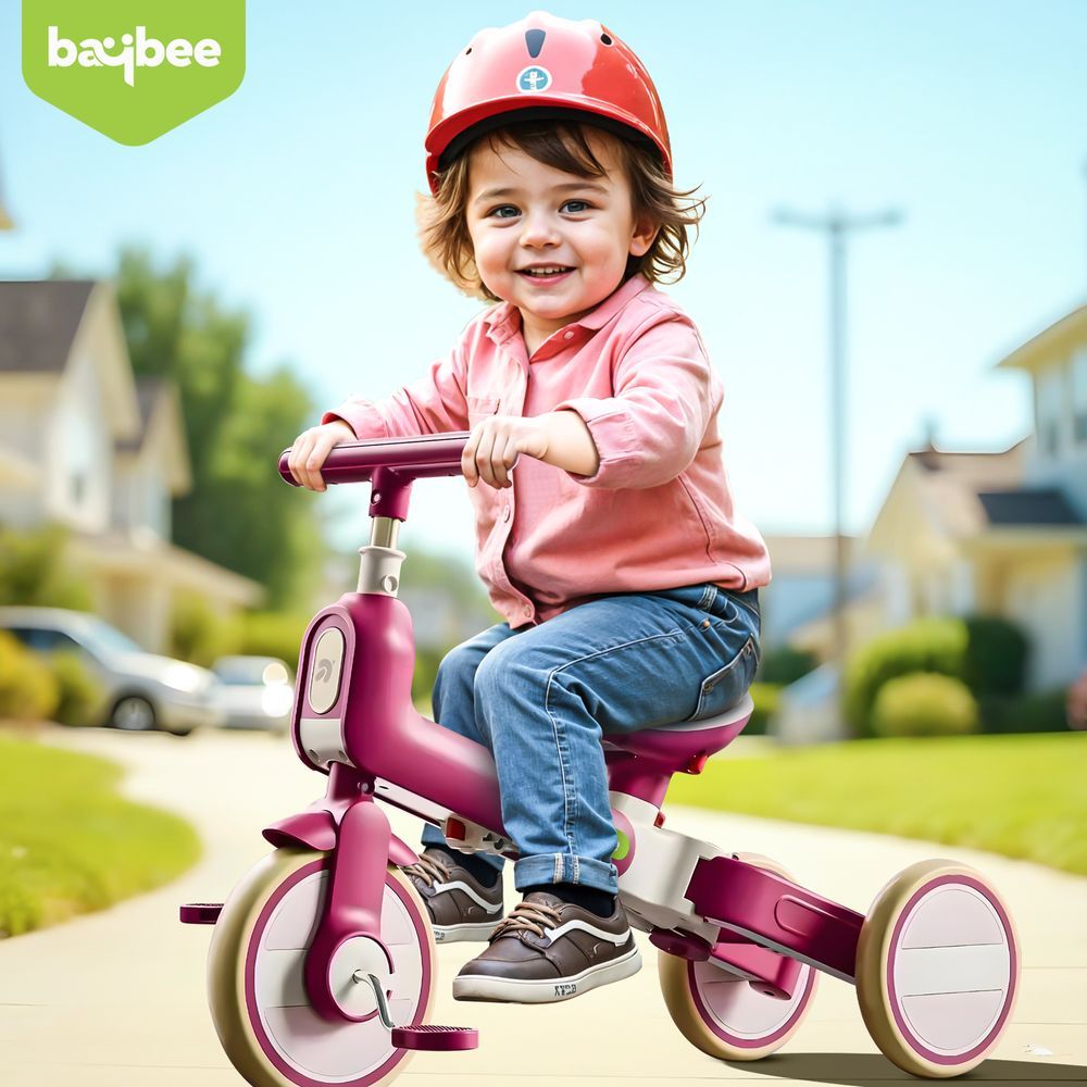 Baybee - Novak 4-In-1 Convertible Baby Tricycle - Pink