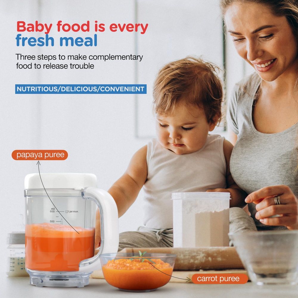 Baybee - 4-in-1 Electric Baby Food Processor - Blue