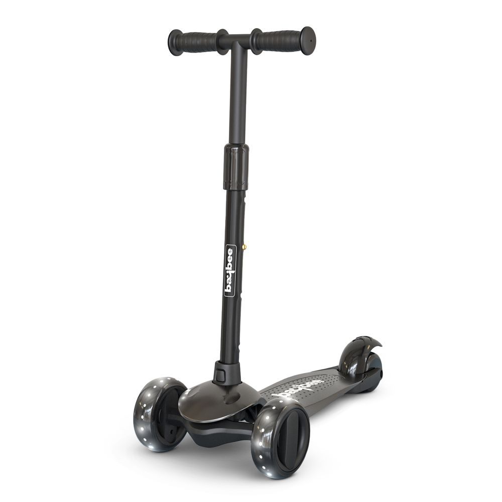 Baybee - Alpha Kids Scooter With LED PU Wheels - Black