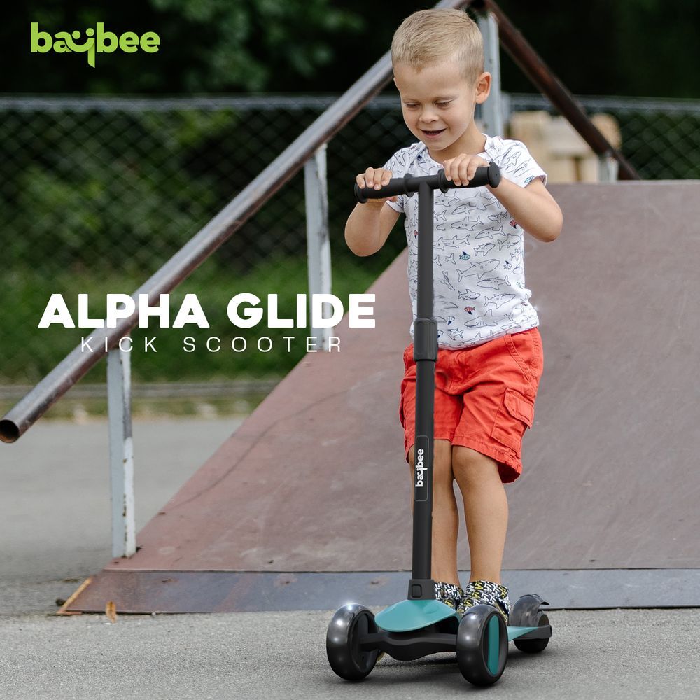 Baybee - Alpha Kids Scooter With LED PU Wheels - Green