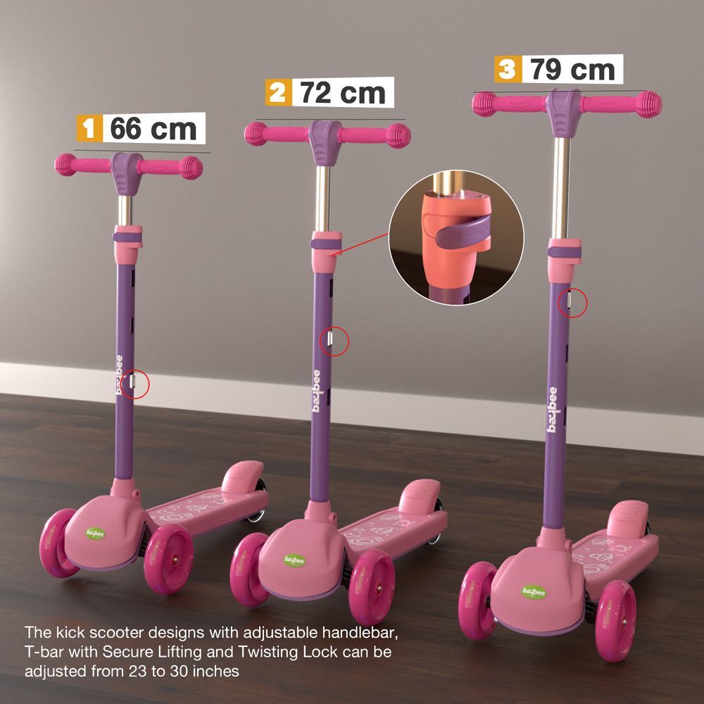 Baybee - Blaze Storm Kids Scooter - Pink