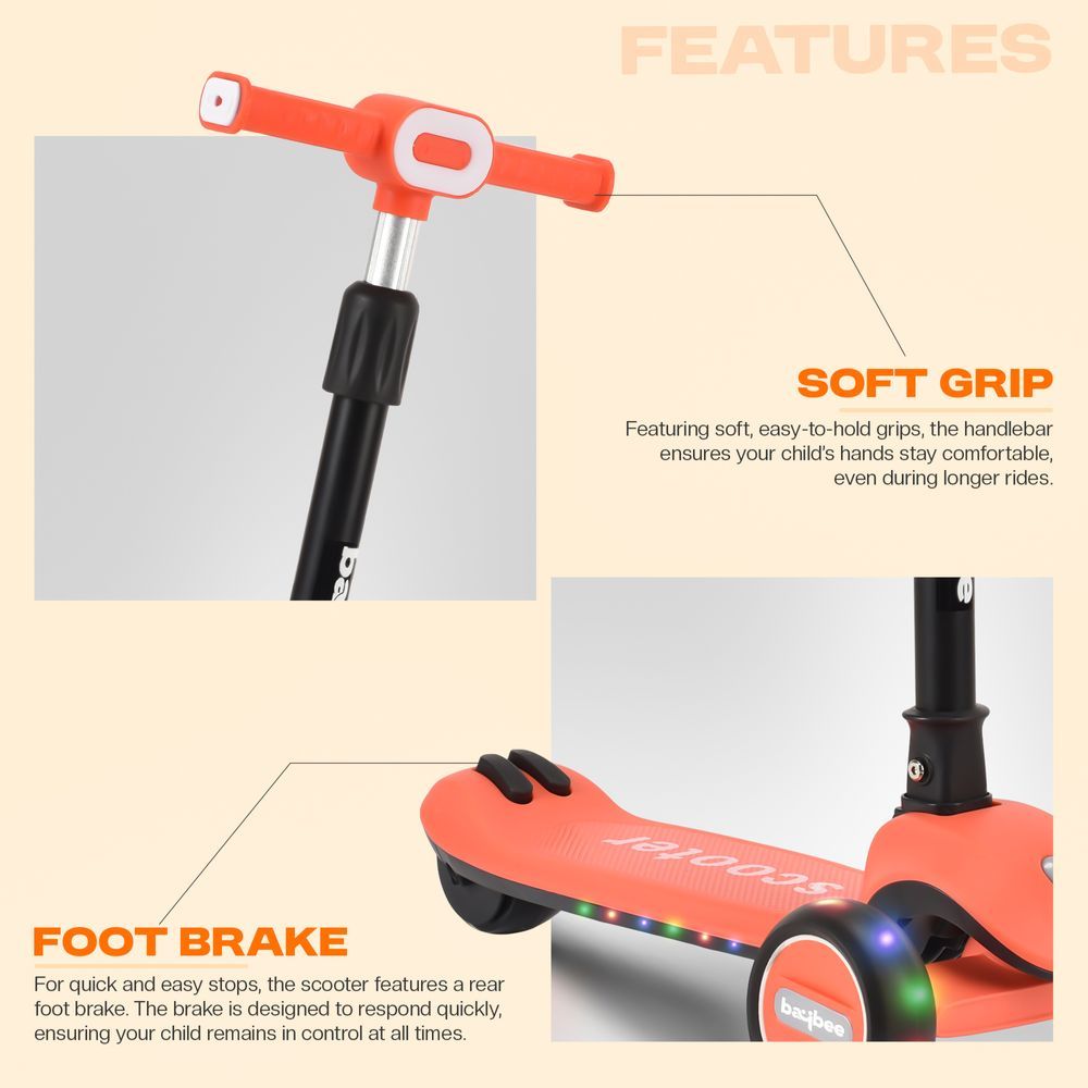 Baybee - Cruze Foldable Kids Scooter - Orange