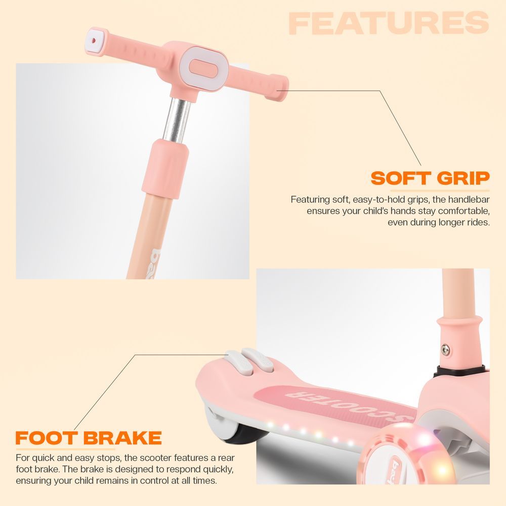 Baybee - Cruze Foldable Kids Scooter - Pink