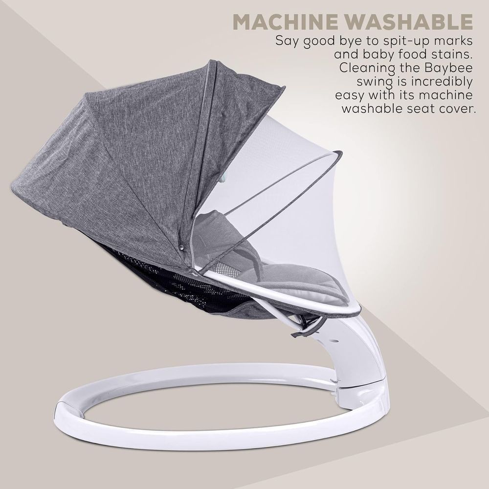 Baybee - Premium Automatic Electric Baby Swing Cradle - Grey