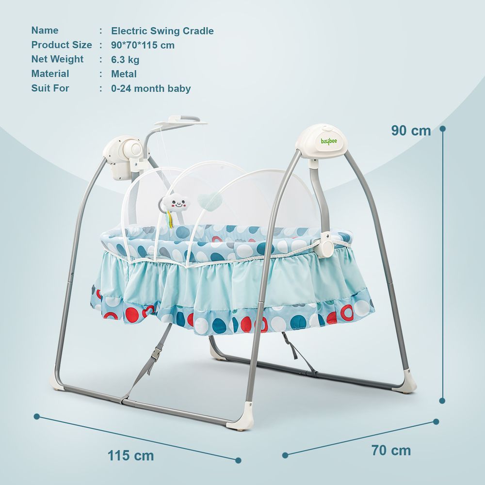 Baybee - Baby Wanda Electric Swing Cradle - Blue