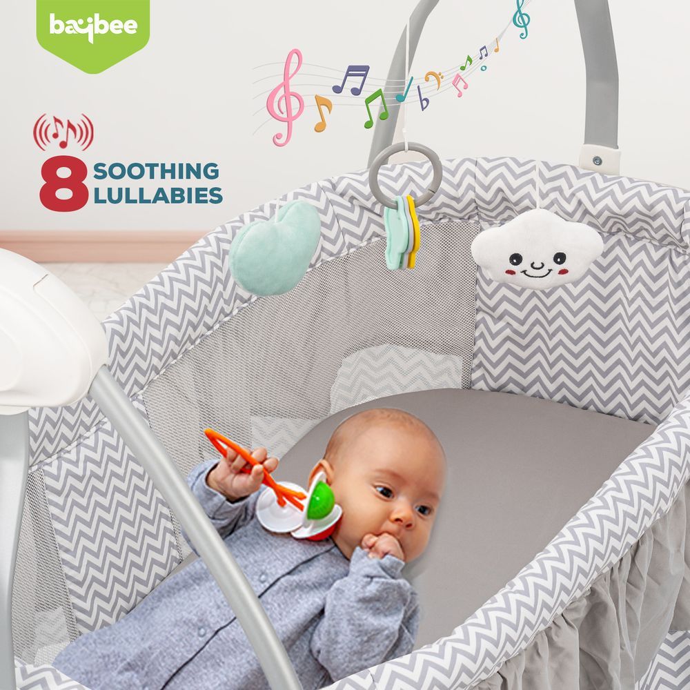 Baybee - Baby Wanda Electric Swing Cradle - Grey