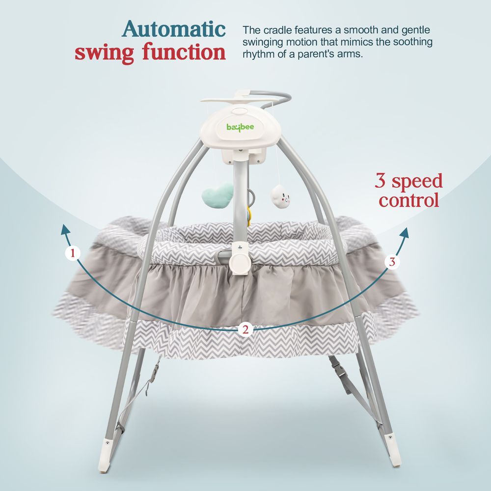 Baybee - Baby Wanda Electric Swing Cradle - Grey