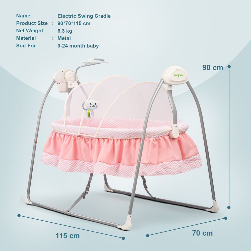 Baybee - Baby Wanda Electric Swing Cradle - Pink