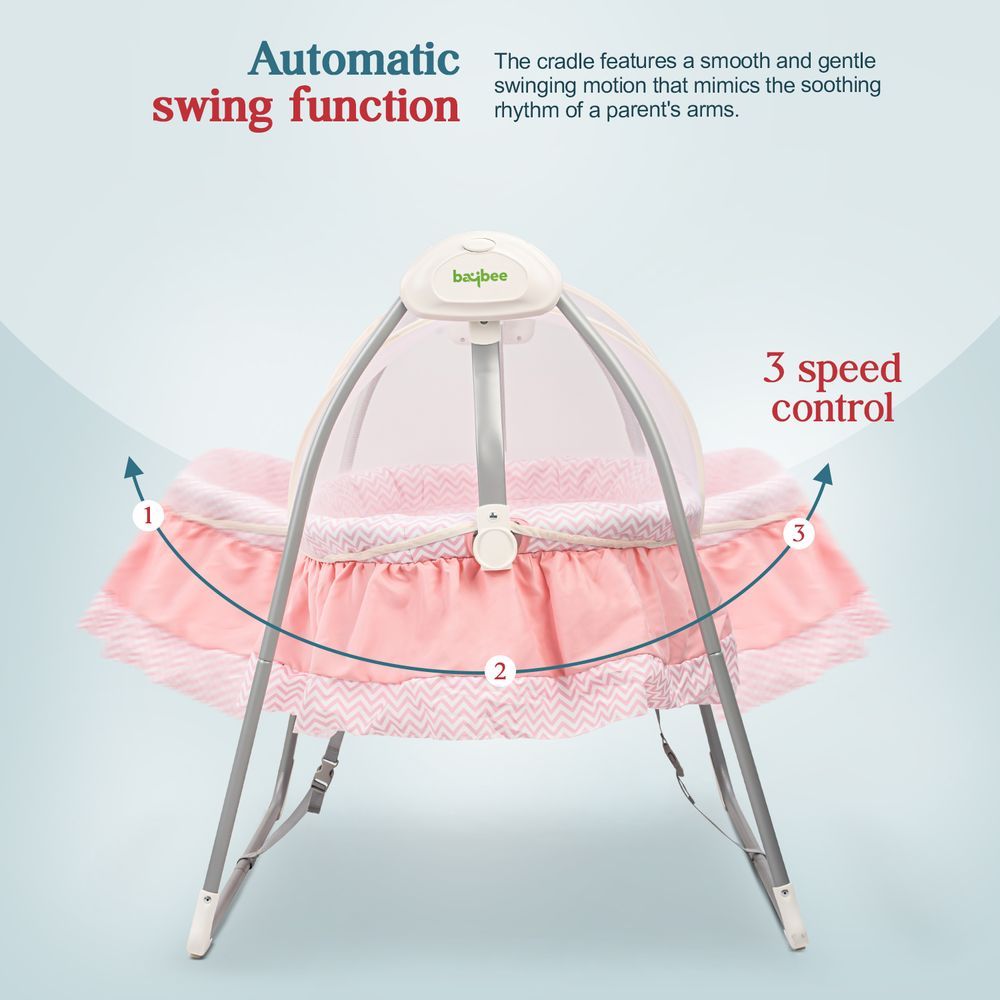 Baybee - Baby Wanda Electric Swing Cradle - Pink