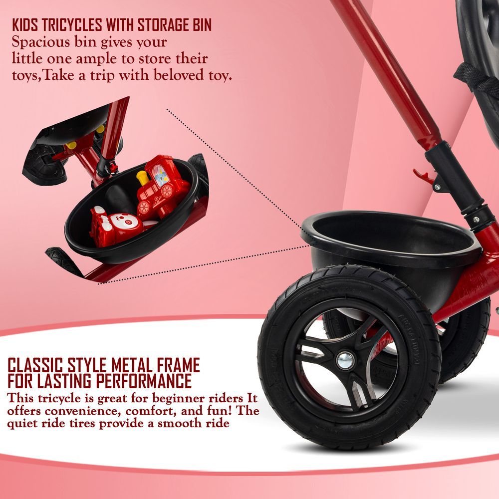 Baybee - 2-In-1 Convertible Baby Tricycle - Red