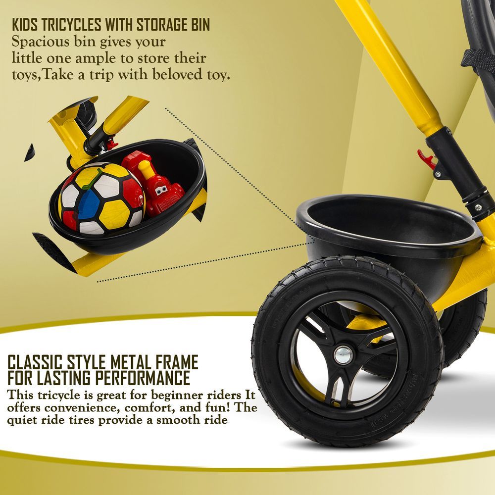 Baybee - 2-In-1 Convertible Baby Tricycle - Yellow