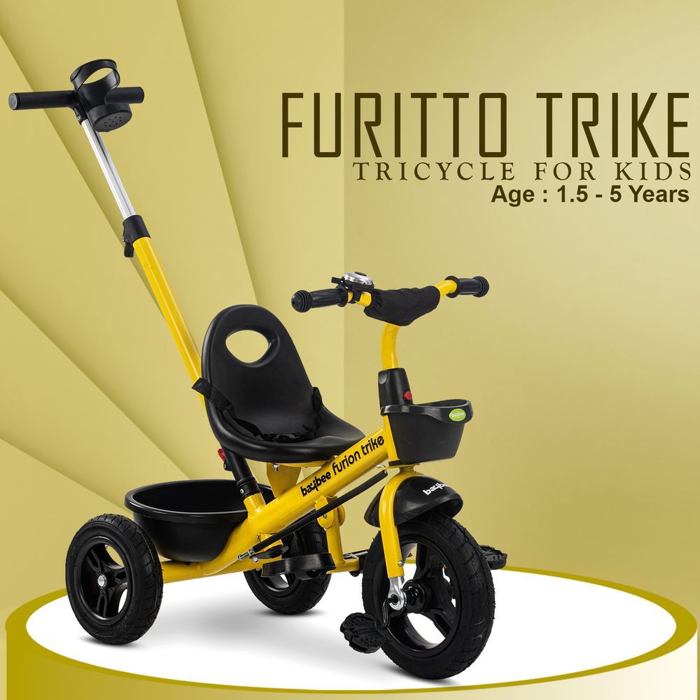 Baybee - 2-In-1 Convertible Baby Tricycle - Yellow