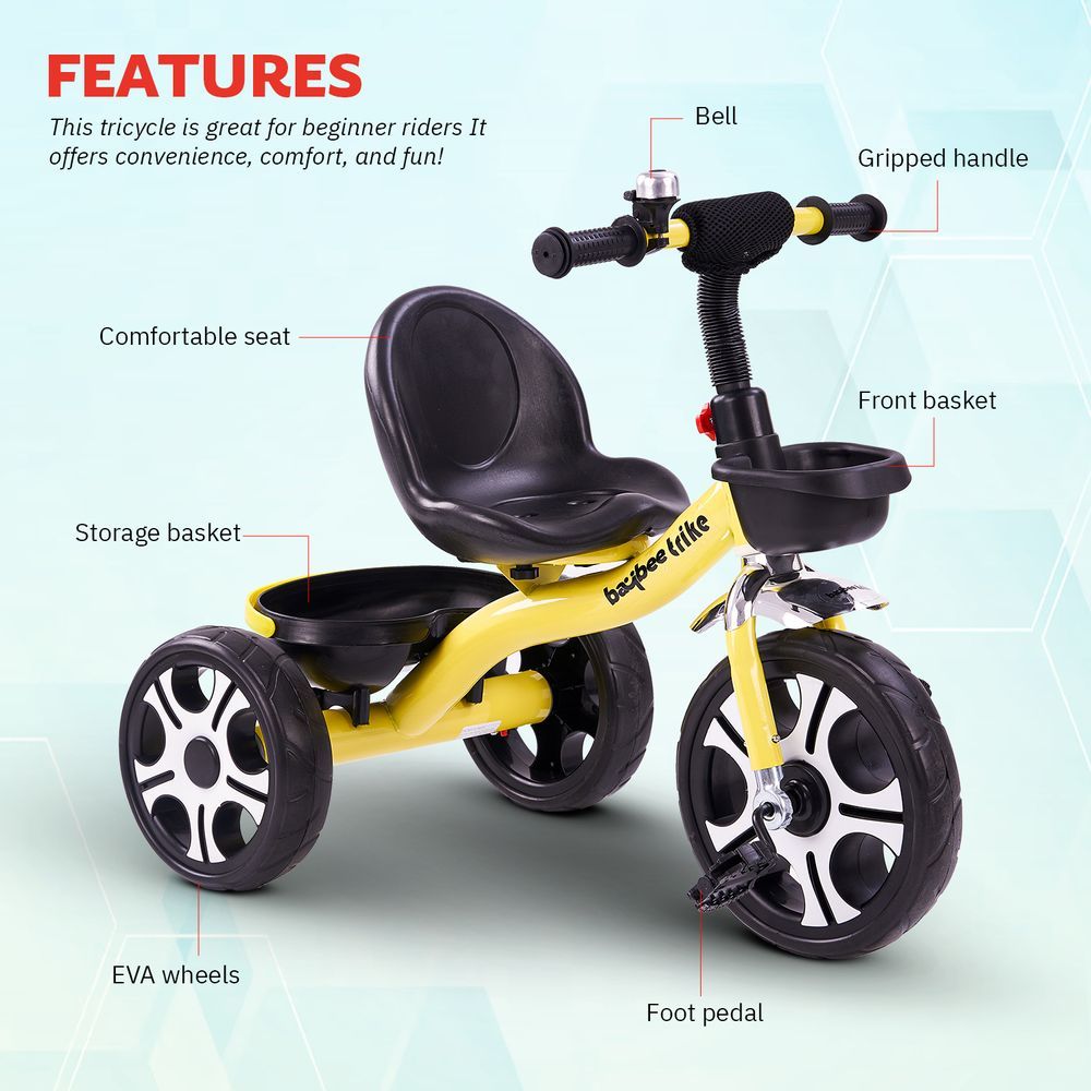 Baybee - Coaster Baby Tricycle - Yellow