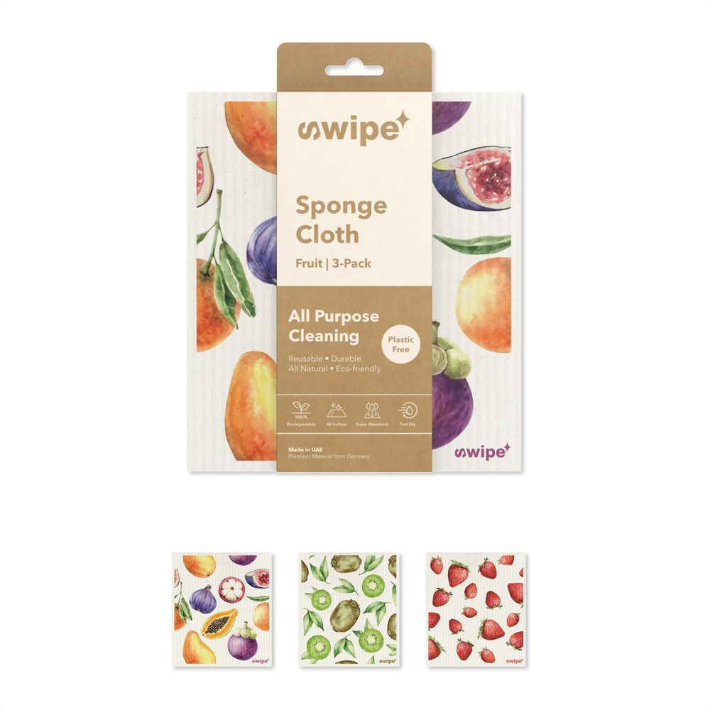 Swipe - All Purpose Cleaning Sponge Cloth - Fruit - 3 Pcs