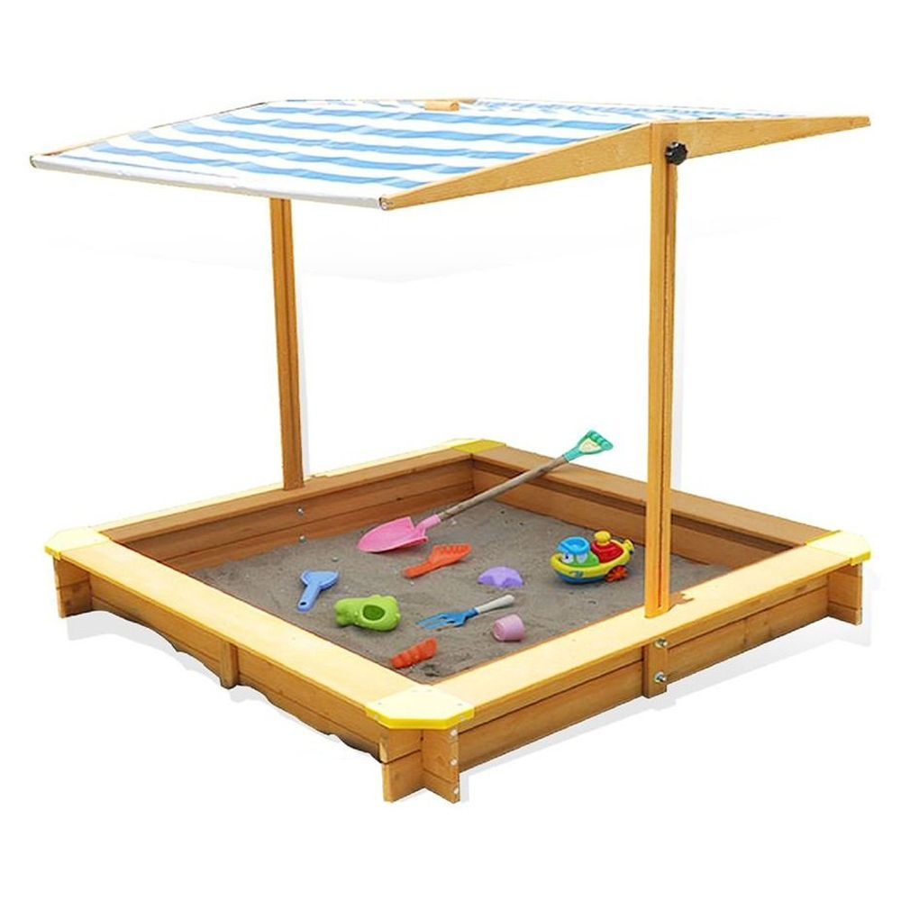 Megastar - Kid's Wooden Sandpit With Adjustable Canopy