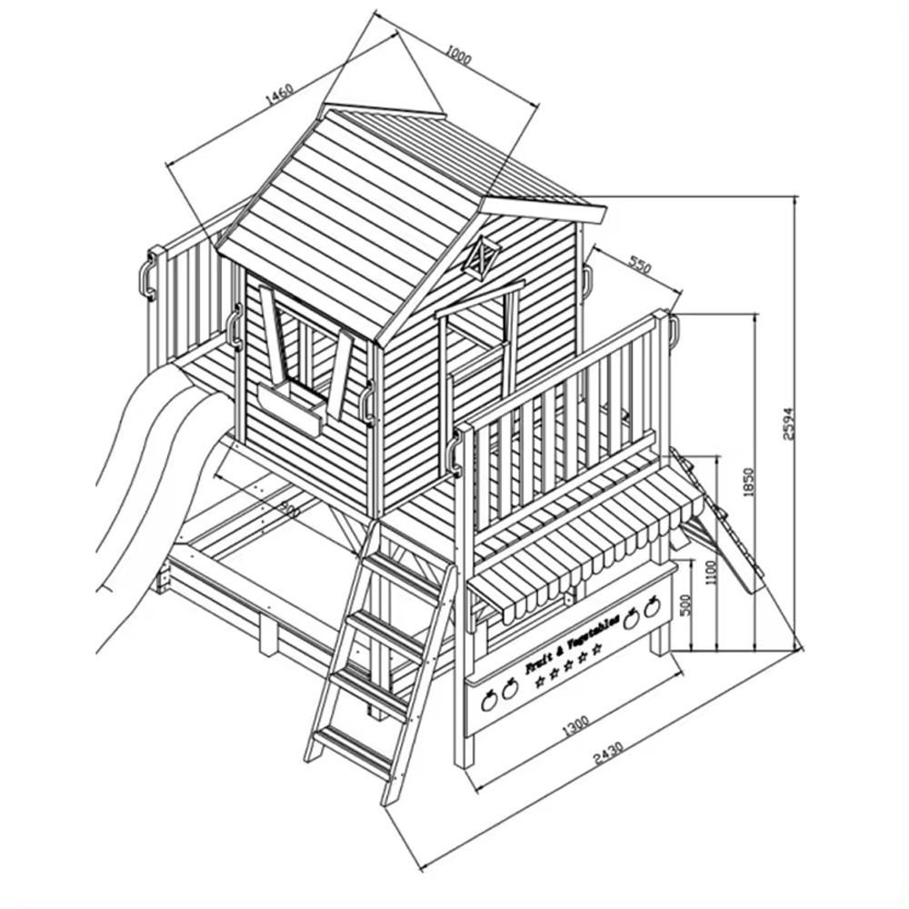 Megastar - Cedar Log & Tree Wooden Playhouse With Slide