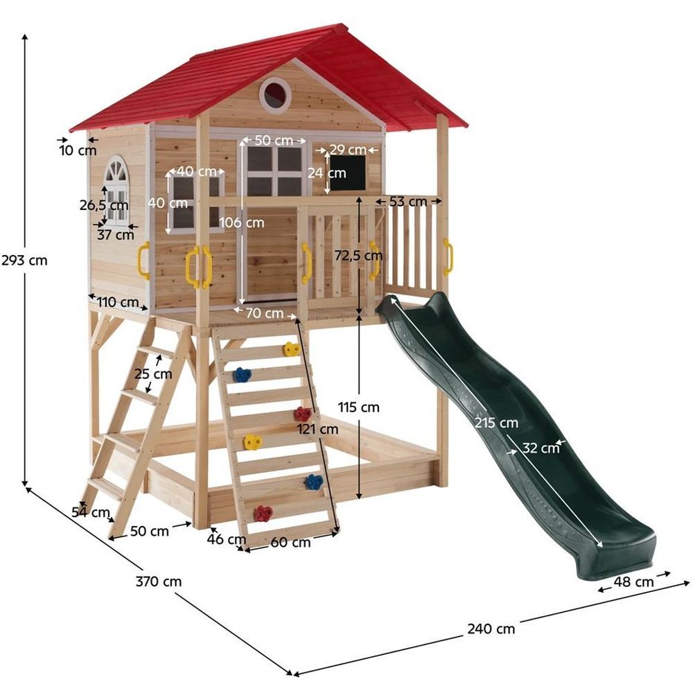 Megastar - Cubby Tubby Wooden Playhouse w/Slide And Climbing Wall