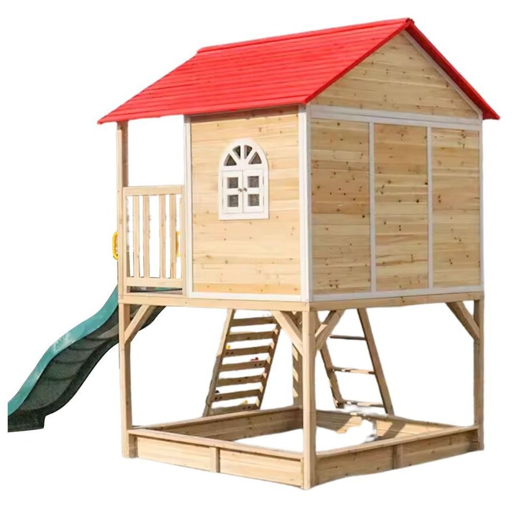 Megastar - Cubby Tubby Wooden Playhouse w/Slide And Climbing Wall