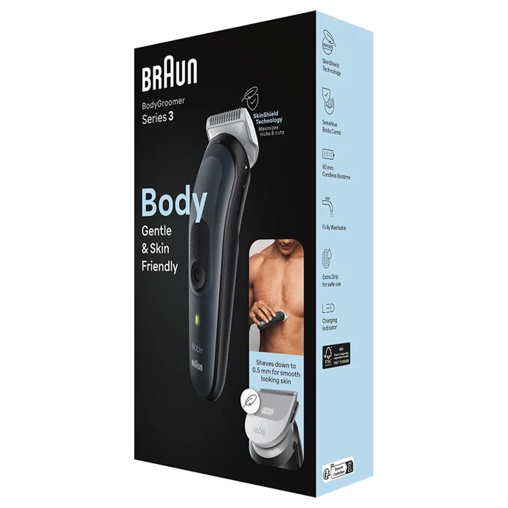 Braun - Series 3 Body Groomer With 3 Grooming Tools - Grey