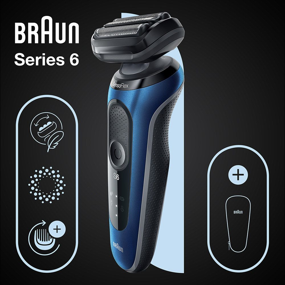 Braun - Series 6 Wet And Dry Shaver With Travel Case - Blue/Black