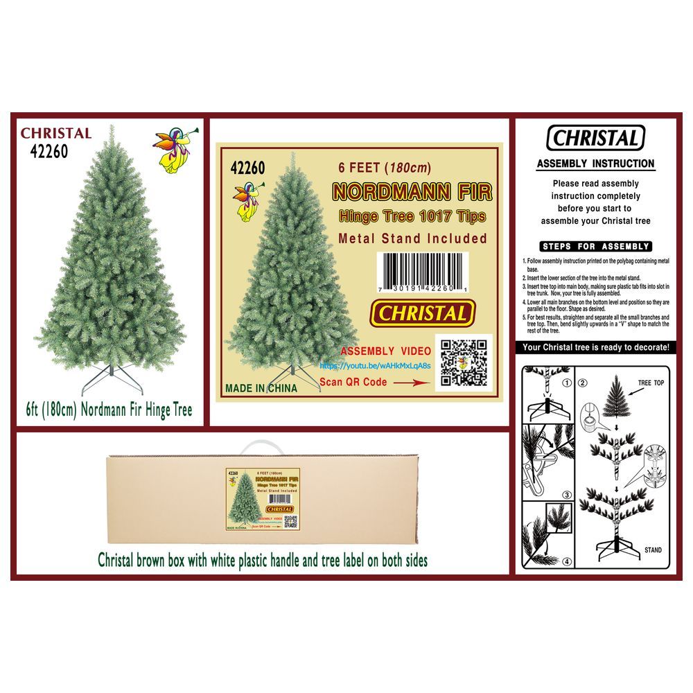 Oncor - Nordmann 1017 Tips Christmas Tree - 6 ft - 180 cm