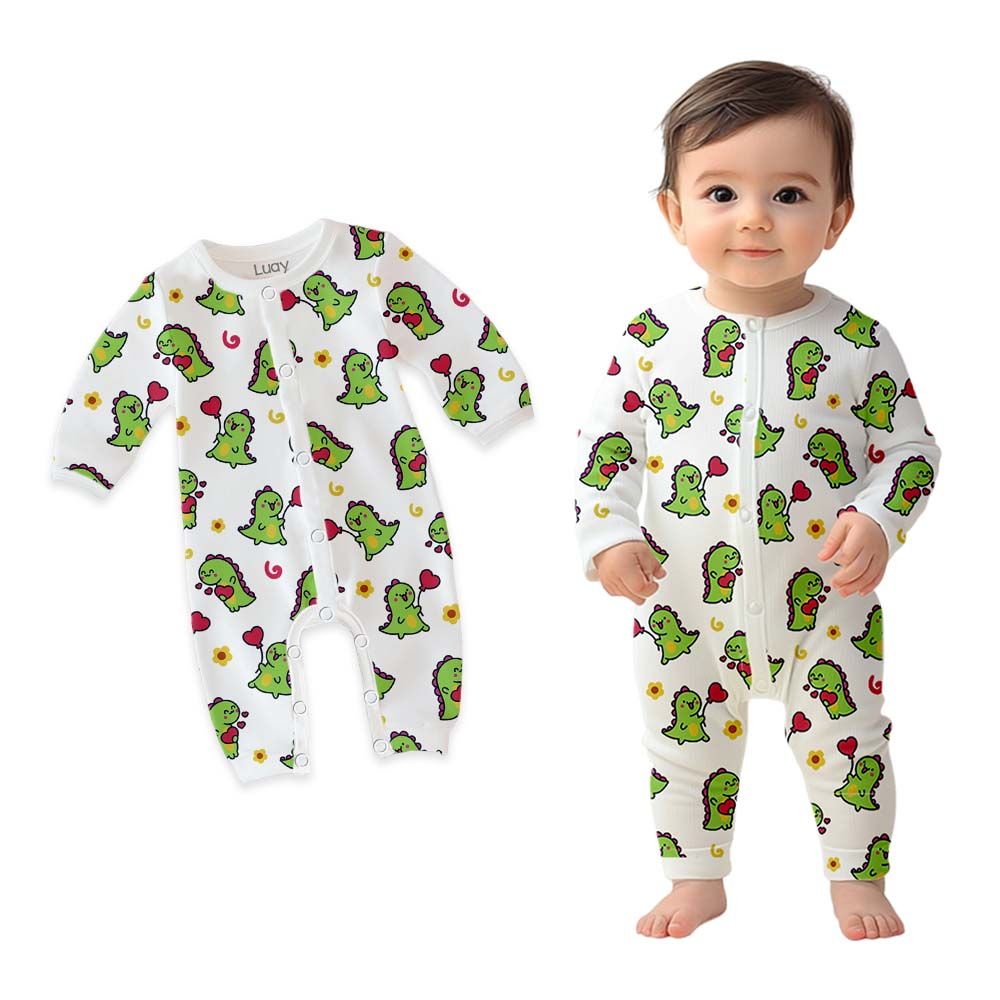 Luay - Dinosaur Printed Full Sleeves Baby Romper - Multicolor