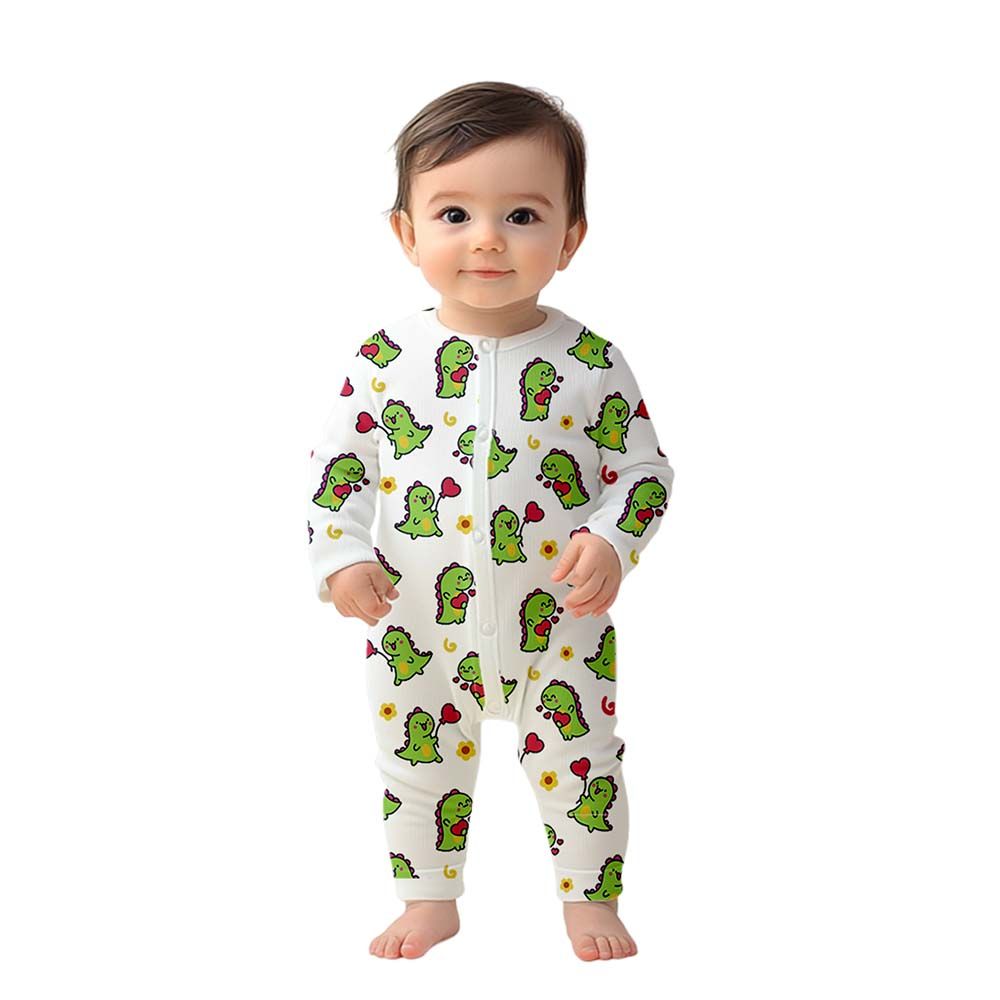 Luay - Dinosaur Printed Full Sleeves Baby Romper - Multicolor